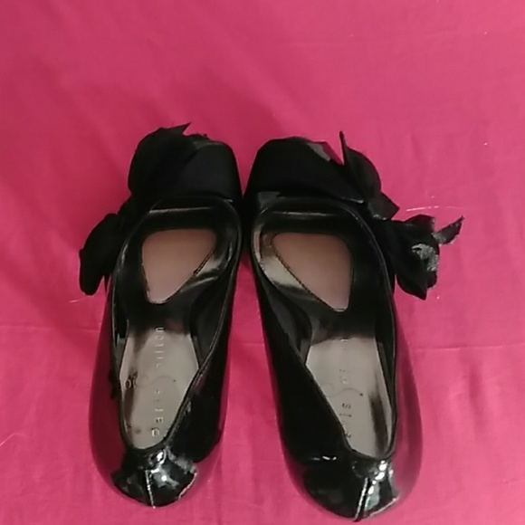 🍊Paris Hilton Black Peep-Toe 4" Pumps w/Bow - Picture 6 of 8